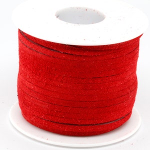25 Yard / 75 Feet Spool of  3MM Red Leather Suede Lace