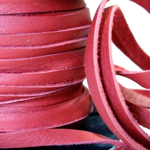1 Yard / 3 Feet of 3MM Red Flat Genuine Deertan Leather Lace Cord