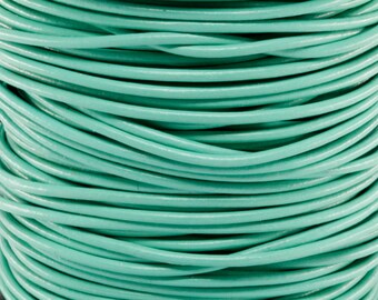 10 Meters of 2MM Mint Green Round Genuine Leather Cord (10 Yards) (10m)