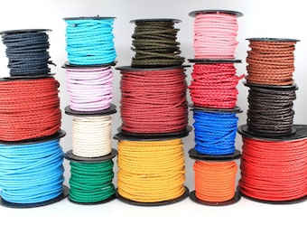 Mandala Crafts 6mm Bolo Cord Bolo Braided Leather Cord for Jewelry Making Round Genuine Leather Cord Bolo Tie Cord for Crafts Wrapping Bolo Ties Re