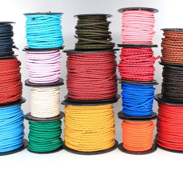 3MM Genuine Leather Braided Round Premium Bolo Cord Lace - 40+ Color Options