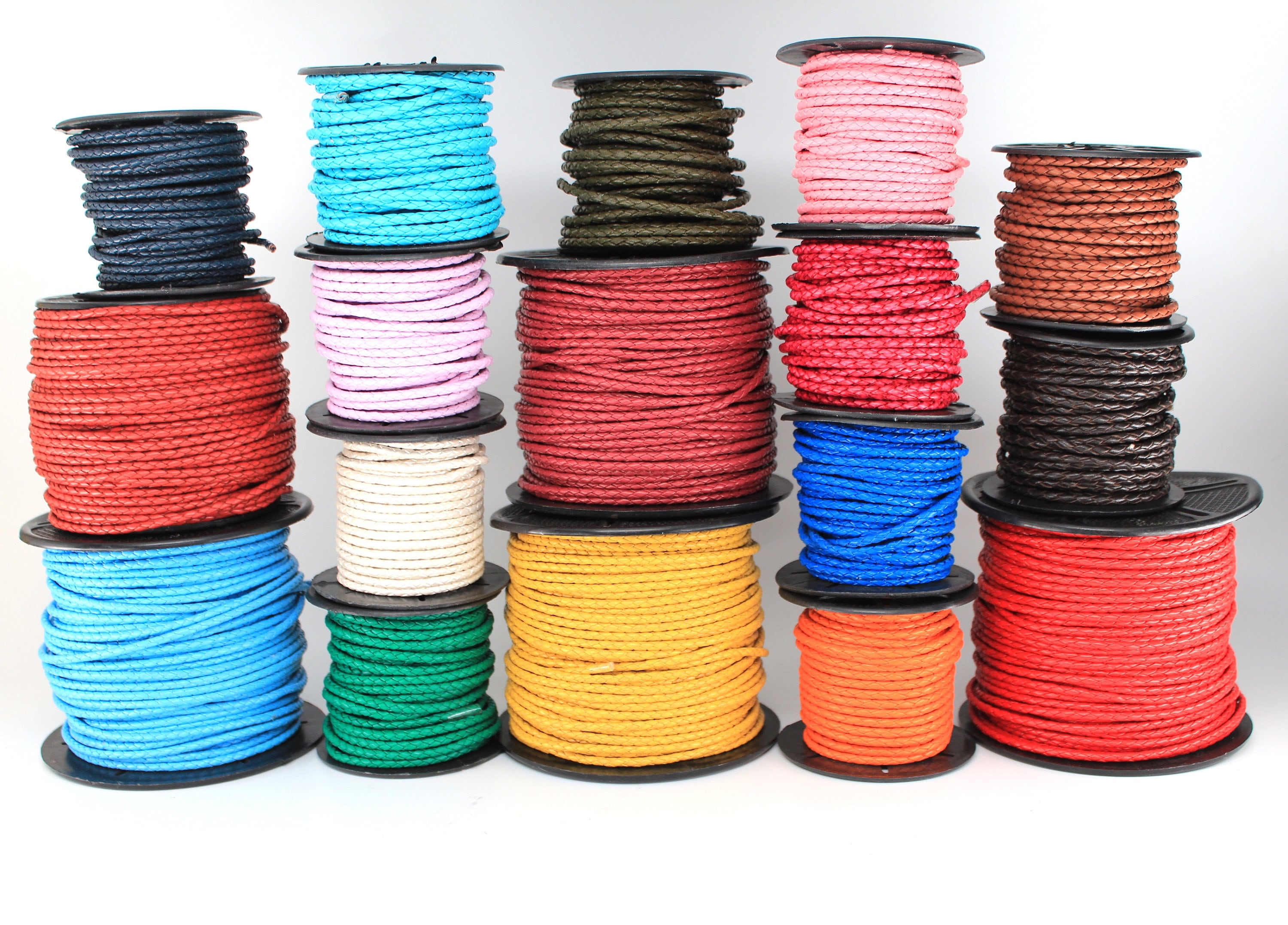 3MM Genuine Leather Braided Round Bolo Cord Lace - 40+ Color Options