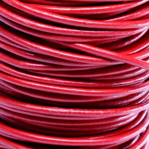 10 metros de renda de couro genuíno redondo vermelho de 3 mm (10 jardas) (10 m)