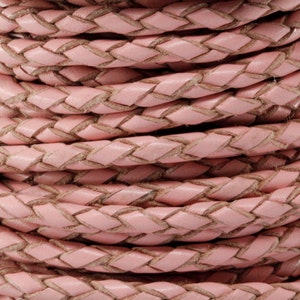 1 Yard / 3 Feet of 3MM Pink Premium Braided Round Bolo Leather Cord Lace