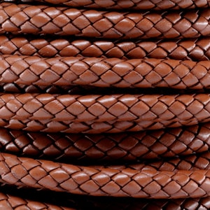 1 Yard / 3 Feet of 8MM Brown Premium Braided Round Bolo Leather Cord