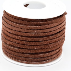 1 Yard of 3MM Chocolate Brown Leather Suede Lace
