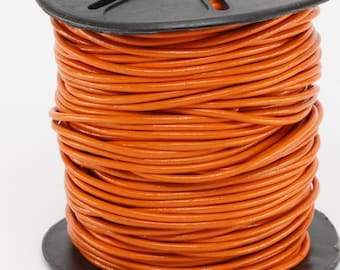 1 Yard // 3 Feet of 2MM Orange Round Genuine Leather Cord