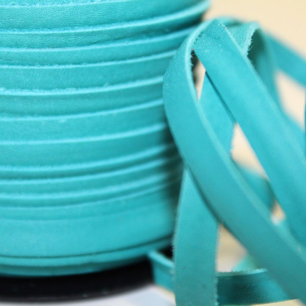 1 Yard / 3 Feet of 5MM Turquoise Blue Flat Genuine Deertan Leather Lace Cord