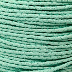 3MM MINT GREEN Round Premium Braided Bolo Leather Cord Lace - By The Yard - 1 Yard, 5 Yards, 10 Yards