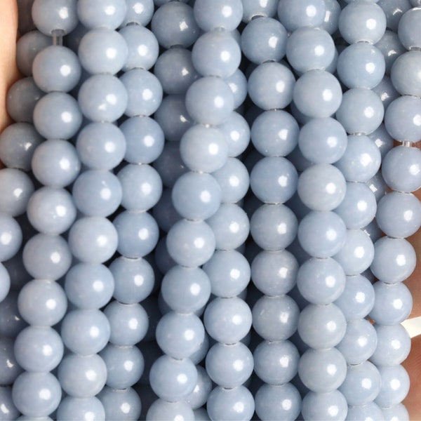 4mm 6mm 8mm 10mm 12mm Angelite Grade A Natural Beads Genuine Gemstone Full Strand Round Loose Beads 15.5"