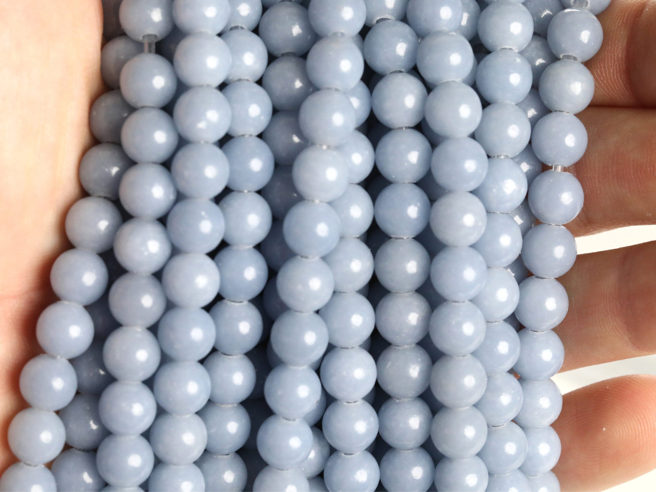 4mm 6mm 8mm 10mm 12mm Angelite Grade A Natural Beads Genuine Gemstone Full Strand Round Loose Beads 15.5"