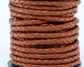 1 Yard / 3 Feet of 5MM Brown Premium Braided Round Bolo Leather Cord Lace
