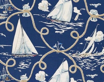 Summer Regatta Linen in Navy-Schumacher-One Pillow Cover