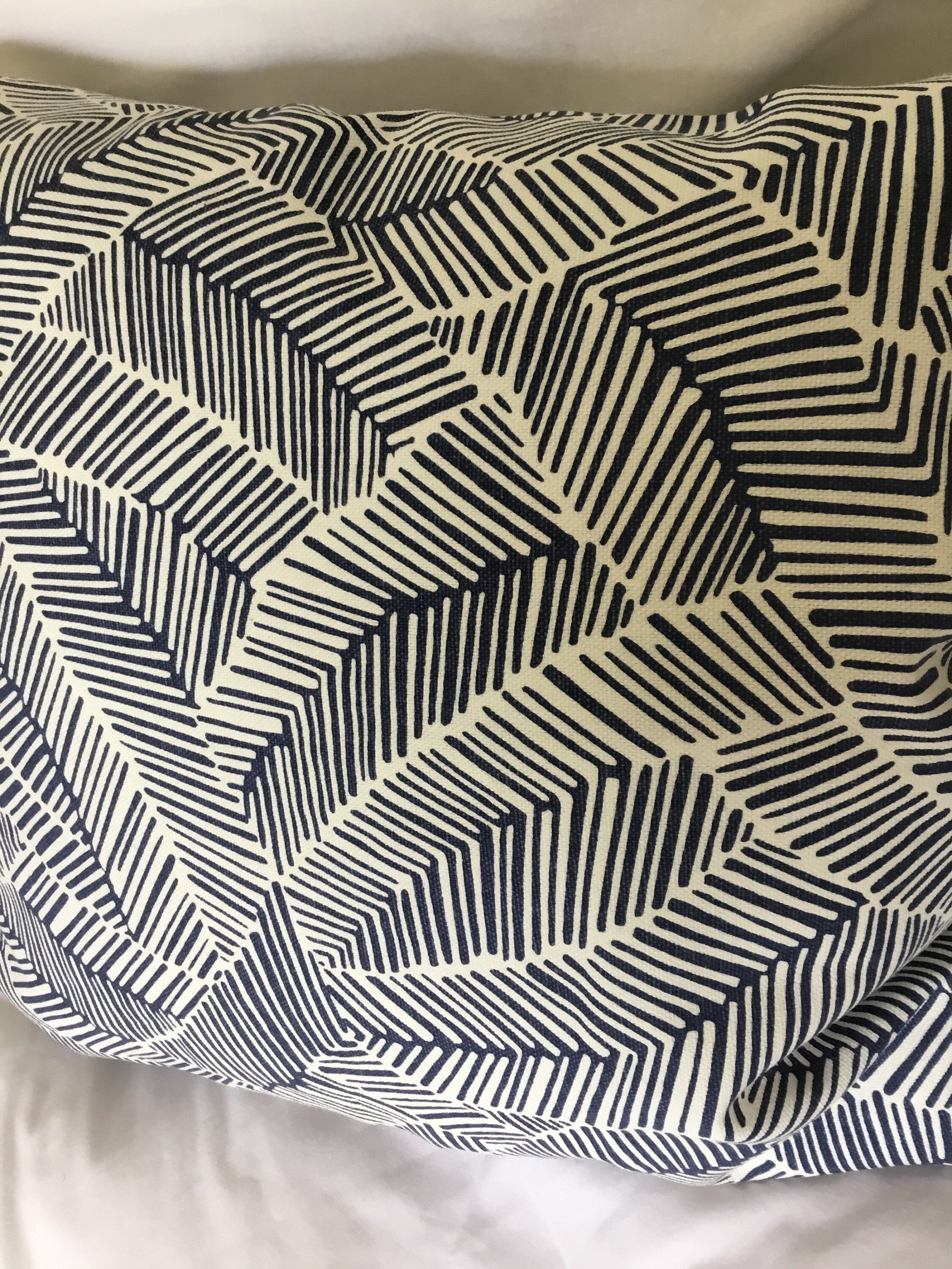 Schumacher Abstract Leaf Print in Navy Etsy