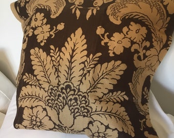 Melbury Damask Print in Sable or midnight-This Listing is for One Pillow