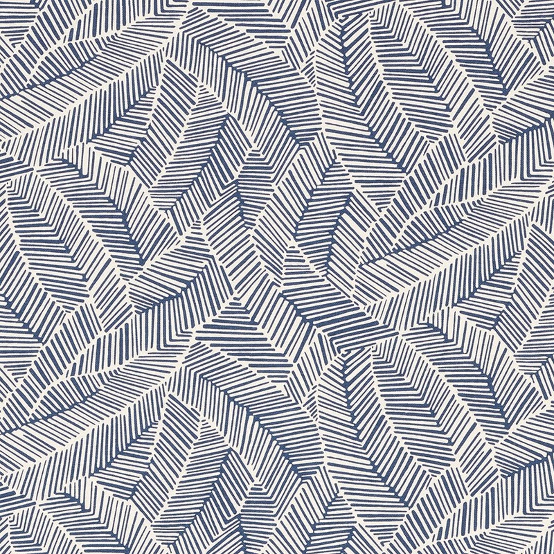 Schumacher Abstract Leaf Print in Navy Etsy