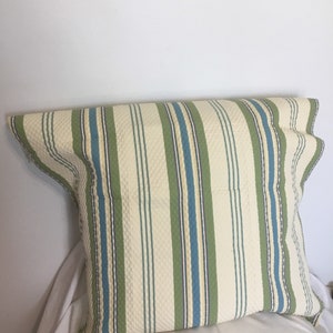 Carreau stripe matelasse in sage and ocean by Robb and Stucky