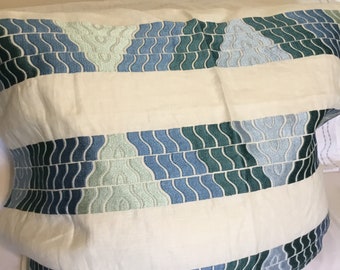 Blue stripe Embroidery  One Pillow