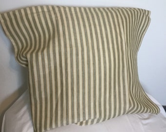 Wainscott Linen  Stripe in Azure, Sky Blue, Pecan, or Cinnabar , by Schumacher