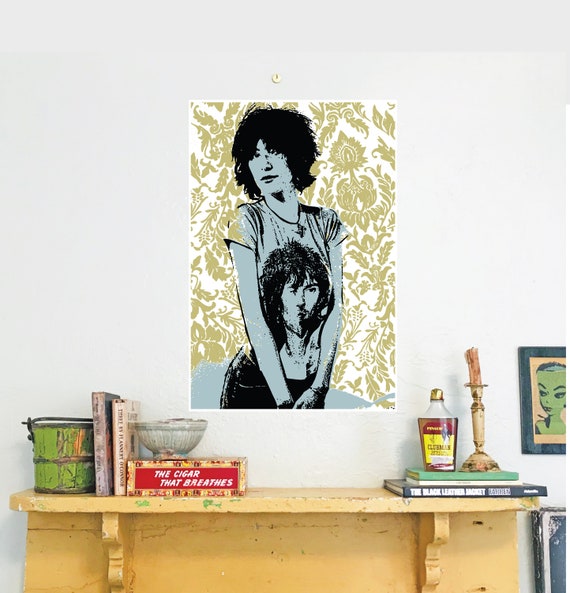 Patti Smith Punk Art Poster: Green Gold Toile, HLC3 Original