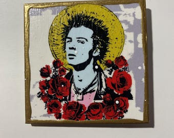 Handmade Sid Vicious Art Magnet: Punk Pop Art (3x3in)