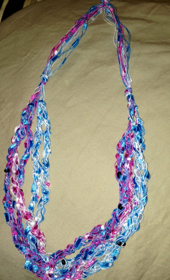Items similar to Beaded Ladder Yarn Crochet Necklace on Etsy