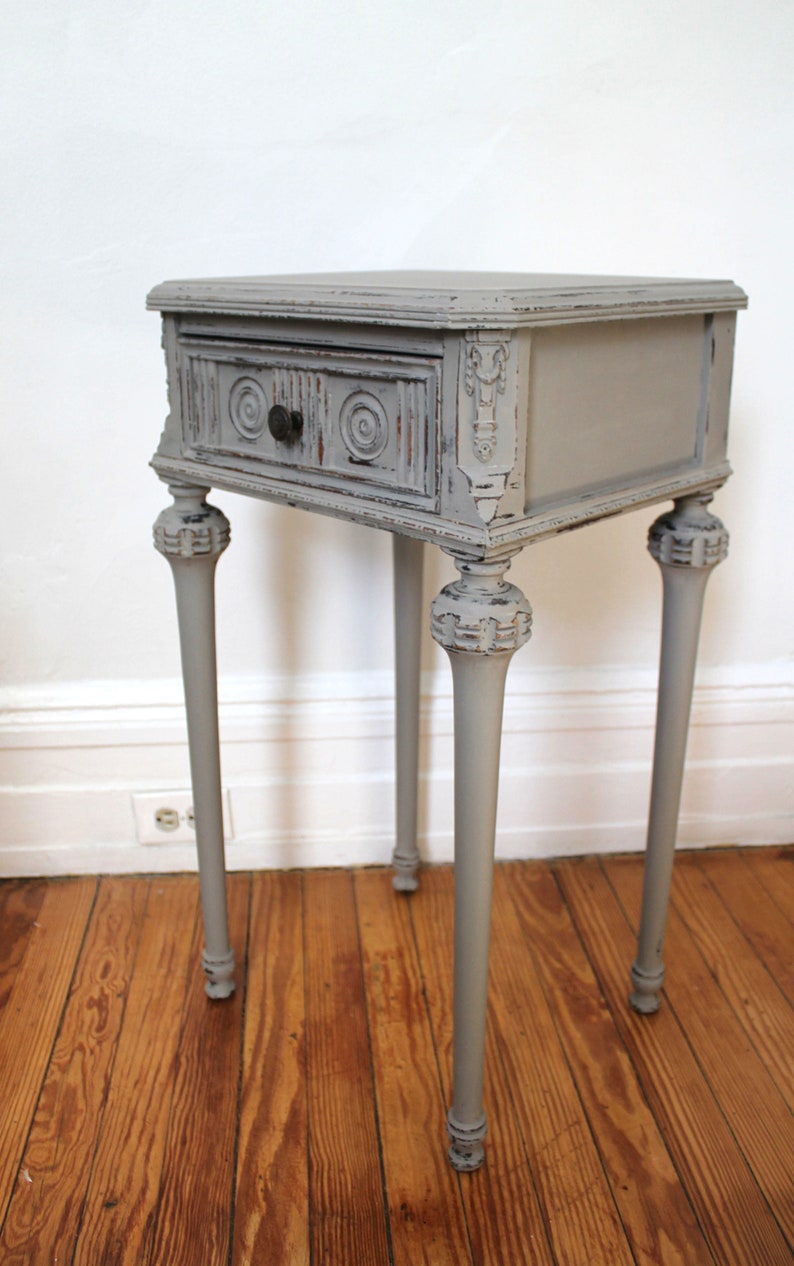 Farmhouse Side Table Cottage Nightstand Vintage French Style