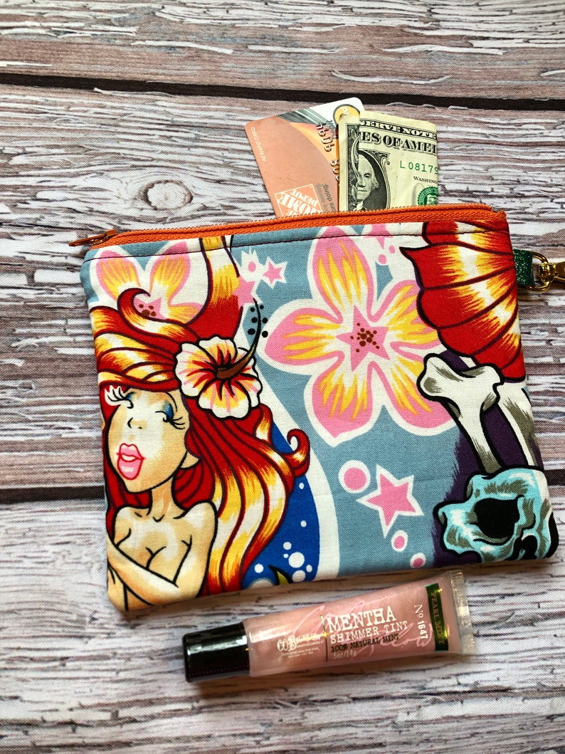 Zip case for your changeID Killer mermaid Grad gift Gift card holder Skull case Coin pouch Wedding
