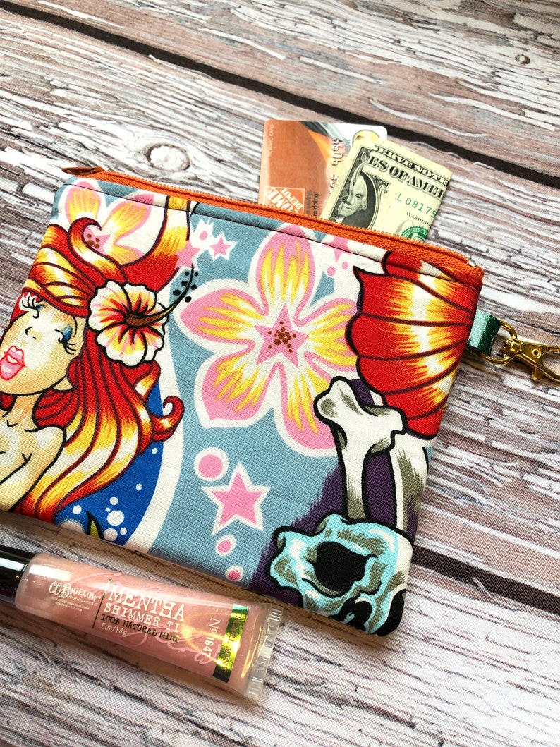Zip case for your changeID Killer mermaid Grad gift Gift card holder Skull case Coin pouch Wedding
