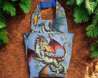 Blue Dragon cotton car bag: Waterproof hanging trash bin for RV, camper, travel, Dungeons