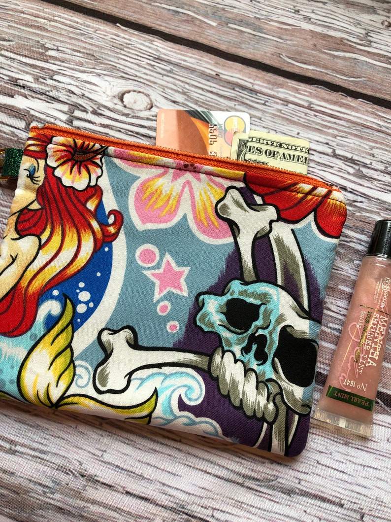 Zip case for your changeID Killer mermaid Grad gift Gift card holder Skull case Coin pouch Wedding
