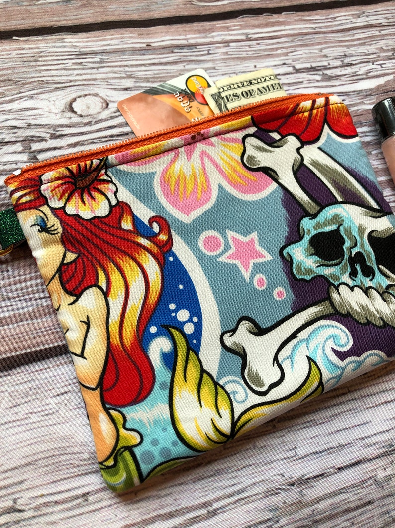 Zip case for your changeID Killer mermaid Grad gift Gift card holder Skull case Coin pouch Wedding