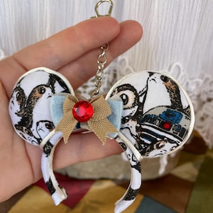 Porg and R2 mouse ear bag charm, Keychain clip, Birthday Gift, nuMio accessory, Purse dangle