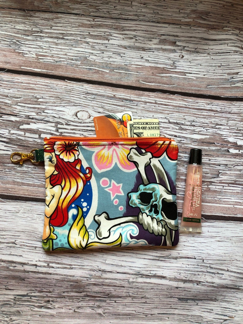 Zip case for your changeID Killer mermaid Grad gift Gift card holder Skull case Coin pouch Wedding