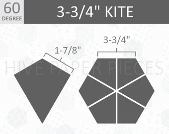 Hive Paper Pieces - 3-3/4" KITES 60 Degree - English Paper Piecing Quilt Hexies - Choose Package Size