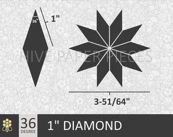 Hive Paper Pieces - 1" DIAMONDS 36 Degree 10 Point Stars - English Paper Piecing - Choose Package Size