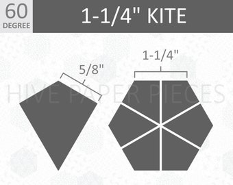 Hive Paper Pieces - 1-1/4" KITES 60 Degree - English Paper Piecing Quilt Hexies - Choose Package Size