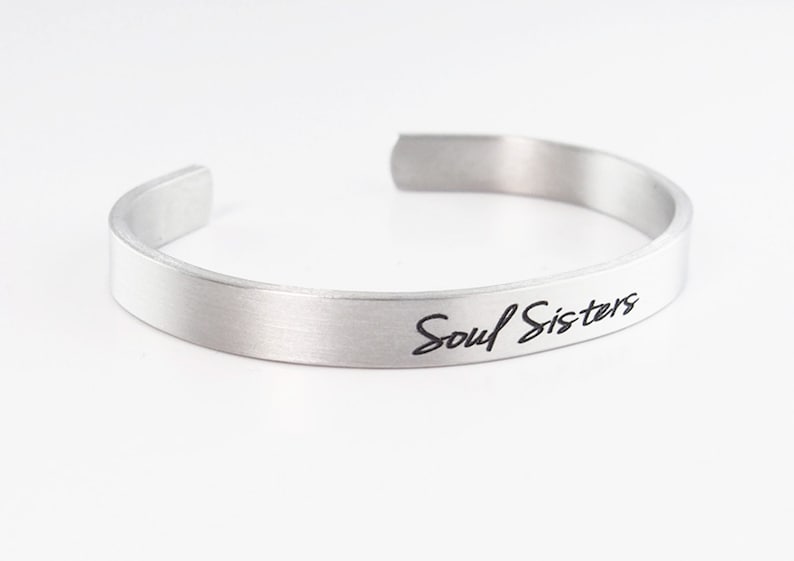 Custom Bracelet Sister Gift Distance Bracelets Christmas Gift Friendship Bracelet Engraved Silver Cuff Personalized Stocking Stuffer