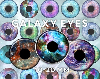 Eyes Digital Collage Sheet - Galaxy Space Stars Astronomy Rainbow clip art - circles 10mm 12mm 14mm 16mm 18mm 20mm Instant Download 2138