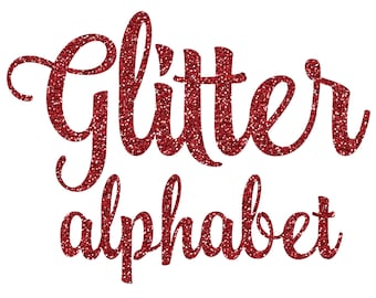 Red Glitter Digital Alphabet download Valentines Christmas PNG sparkle script handwriting, clip art letters dye sublimation dyesub 5045
