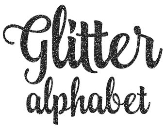 Black Glitter Digital Alphabet PNG letters - sparkle, script, handwriting, clip art, New Years Eve, dye sublimation, dyesub 5046