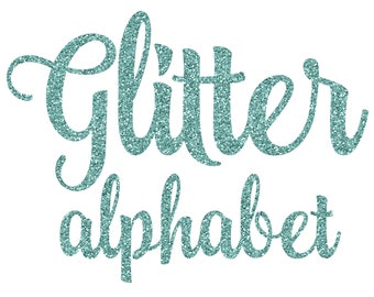 Mint Glitter Alphabet - sparkle script handwriting, glitter clip art letters dye sublimation dyesub 5034