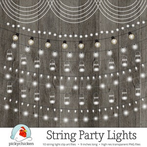 String Lights Clipart, Fairy Lights, Chalkboard Party Lights, Wedding Lights, Birthday Banner, Mason Jars, Bunting Instant Download 5026