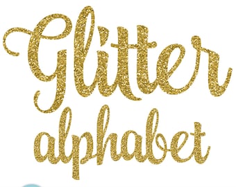 Gold Glitter Digital Alphabet - Gold Alphabet - sparkle script handwriting, clip art letters dye sublimation dyesub 5032