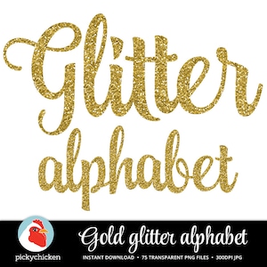 Gold Glitter Digital Alphabet - Gold Alphabet - sparkle script handwriting, clip art letters dye sublimation dyesub 5032