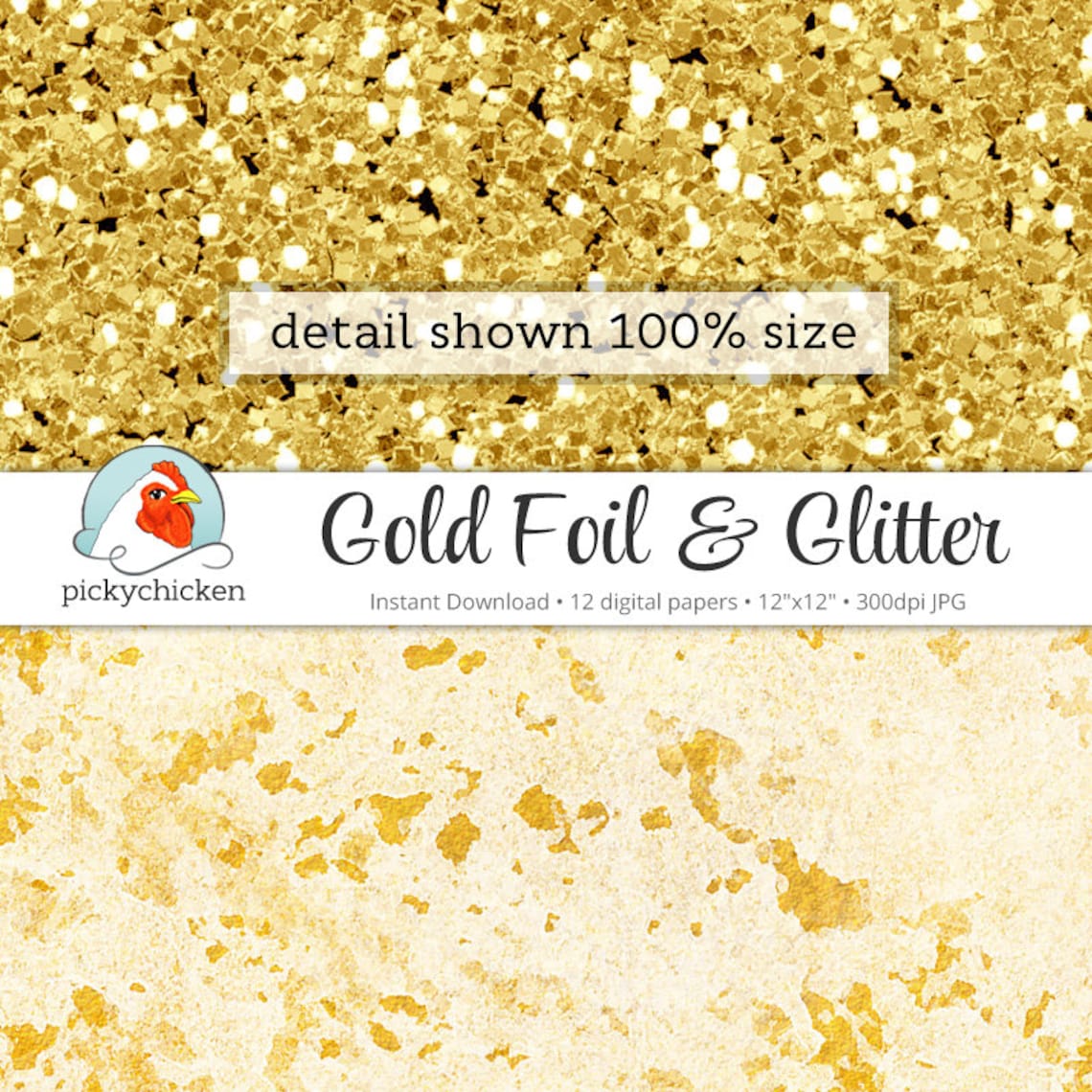 Gold Digital Paper - Gold Foil Paper & Gold Glitter Paper Faux Gold ...