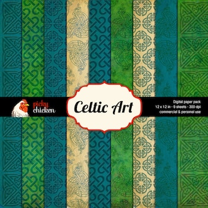 Keltische Kunst - Digital Scrapbook Papier Celtic Knotwork irischen 30x30cm Instant Download background 8014