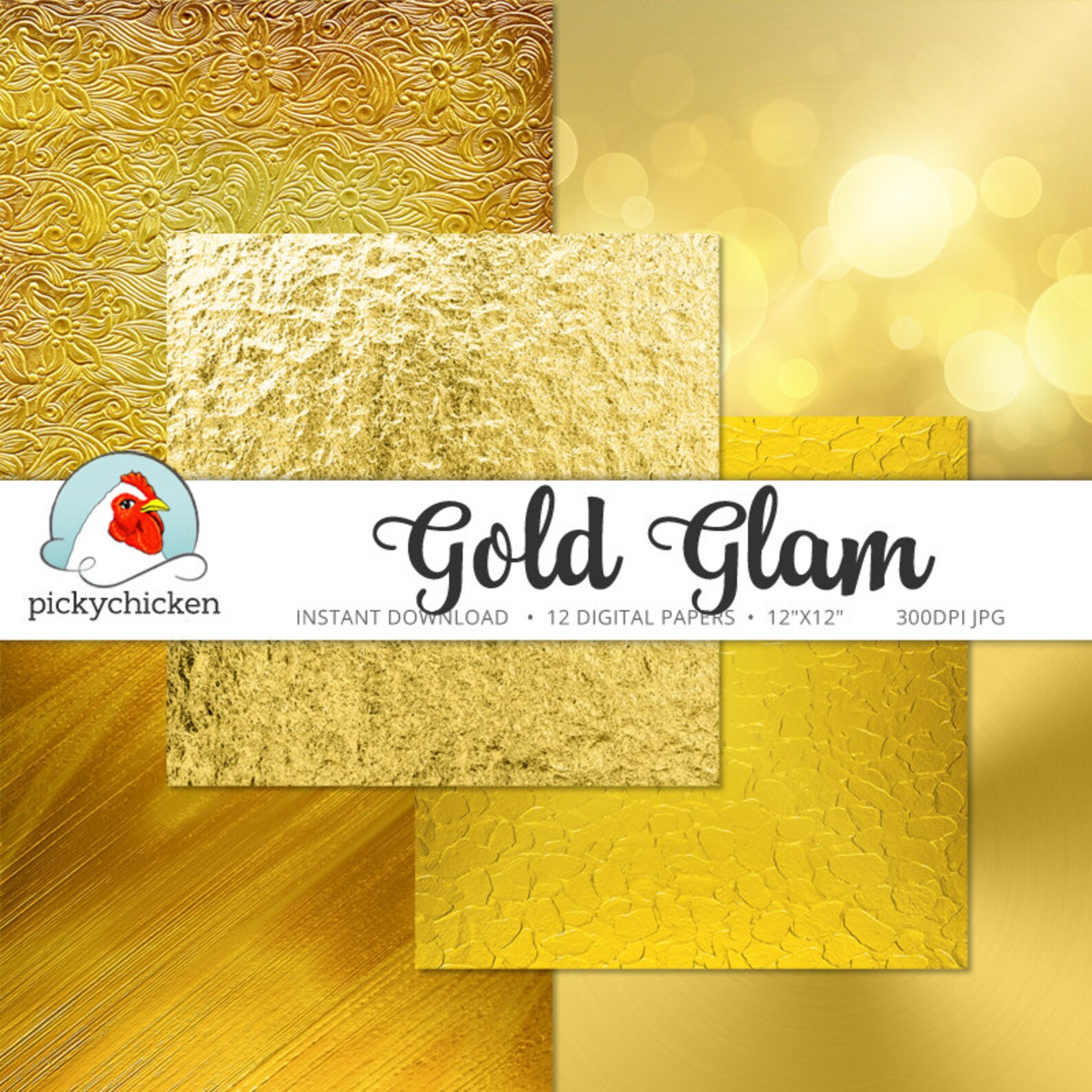 Gold Digital Paper Gold Foil Paper Gold Glitter Gold Bokeh Etsy