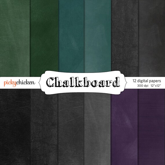 Chalkboard Digital Paper 12 Textured Blackboard Papers Etsy