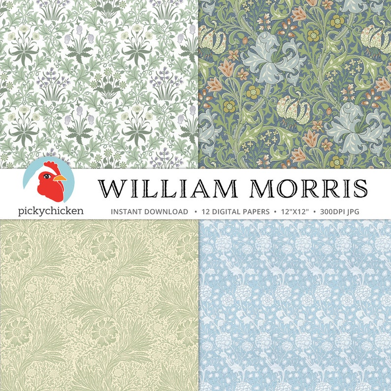 Victorian Digital Papers, William Morris, Arts and Crafts Movement, Art Nouveau 8111 image 4